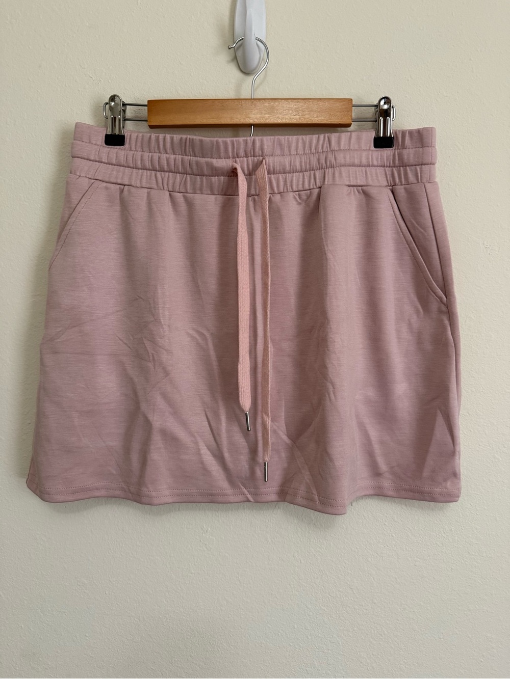 Casual Drawstring Pink Skirt with Shorts Lining